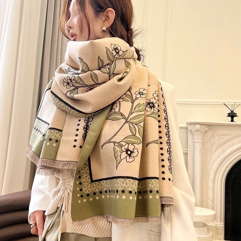 Women's Casual Minimalist Flower Imitation Cashmere Scarf