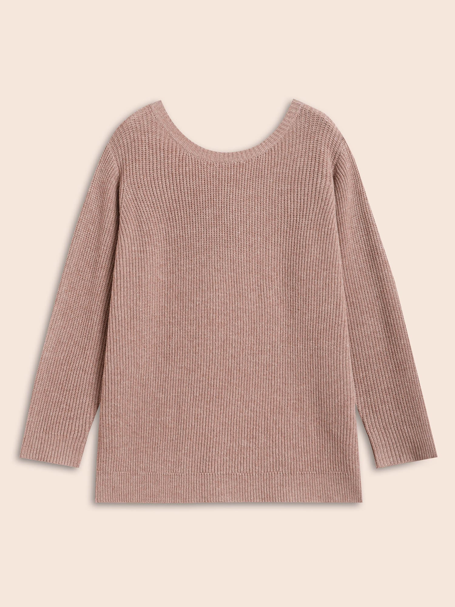 Round Neck Texture Back Bowknot Pullover