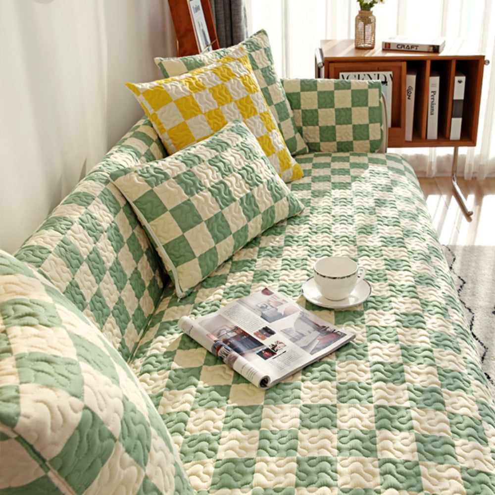 Colorful Checkerboard Anti-scratch Furniture Protector Couch Cover