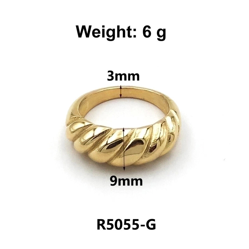 Fashion Solid Color 304 Stainless Steel Titanium Steel 18K Gold Plated Plating Rings