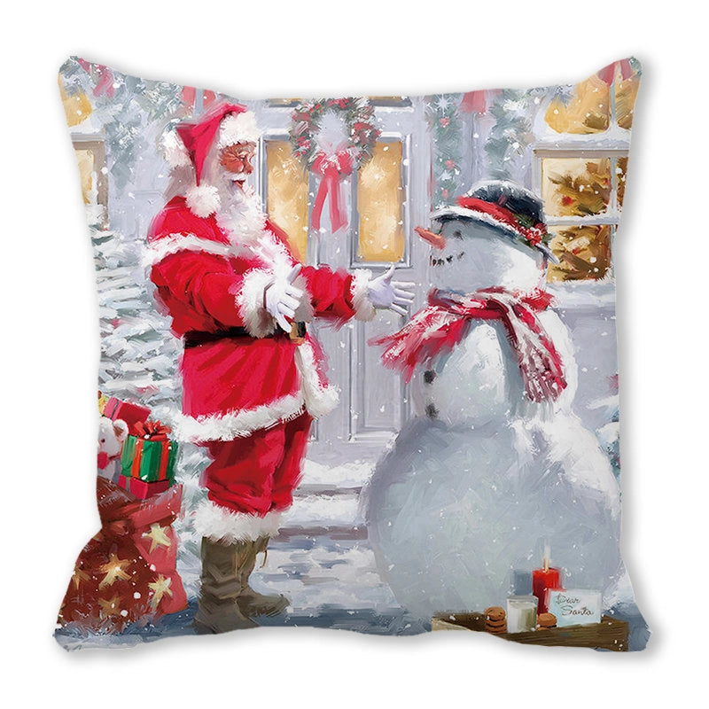 Christmas Pastoral Santa Claus Chemical Fiber Pillow Cases Couch & Sofa Decor