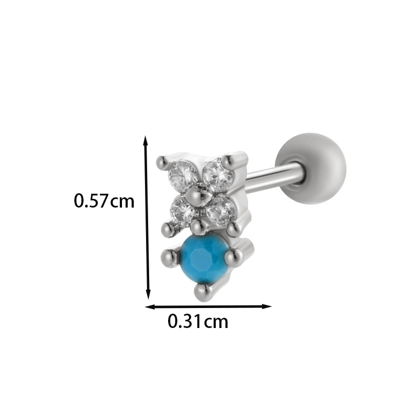 1 Piece Ear Cartilage Rings & Studs IG Style French Style  Water Droplets Flower Copper Inlay Zircon
