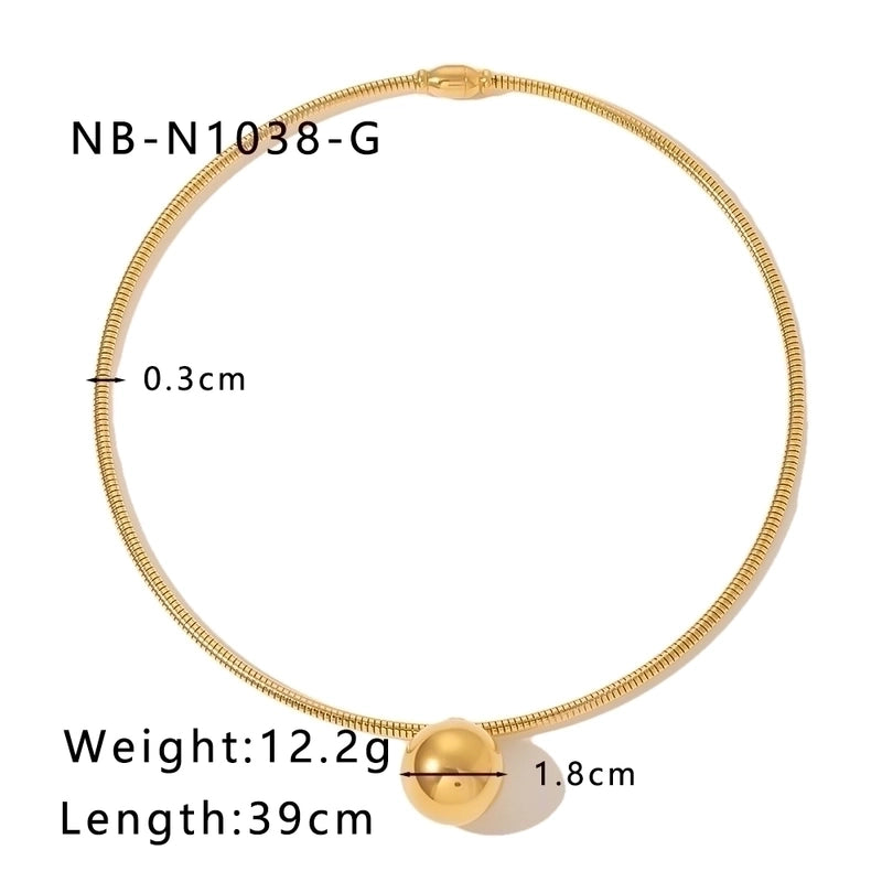 Stainless Steel 18K Gold Plated Hip-Hop Modern Style Classic Style Plating Round Heart Shape Ball Necklace