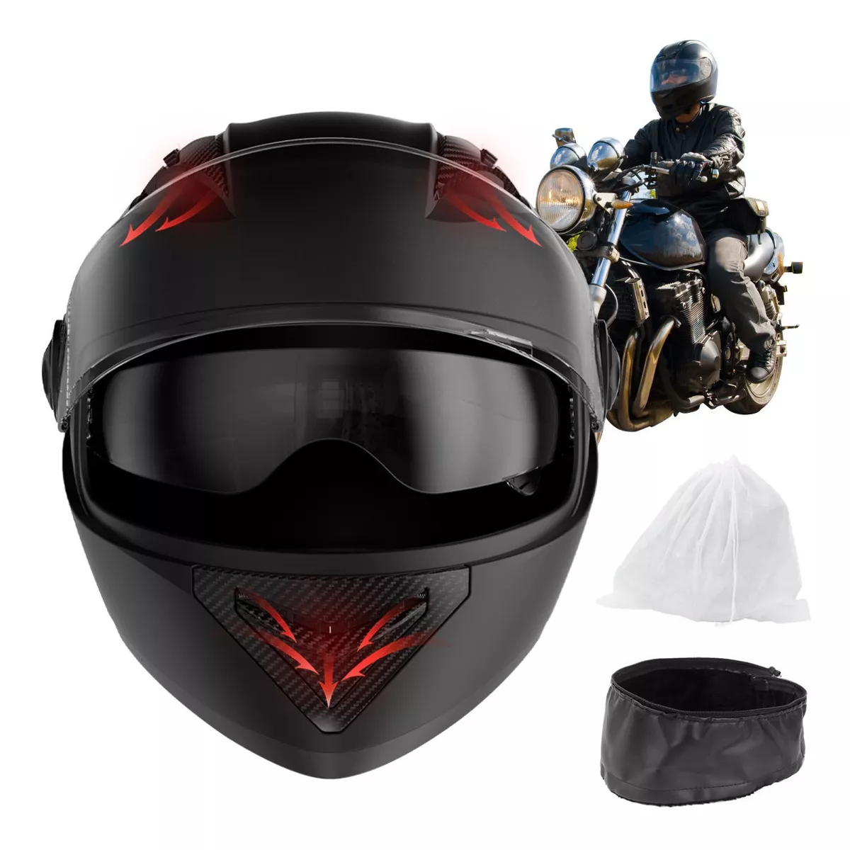 Casco Abatibles Motos Motocicleta Anti Niebla Espejo Doble