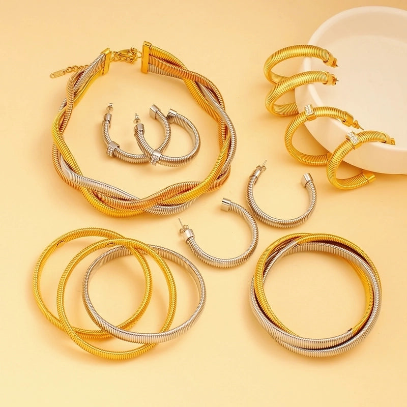 Hip-Hop Minimalist Commute Geometric 304 Stainless Steel 316 Stainless Steel  Zircon 18K Gold Plated Inlay Bracelets Earrings Necklace