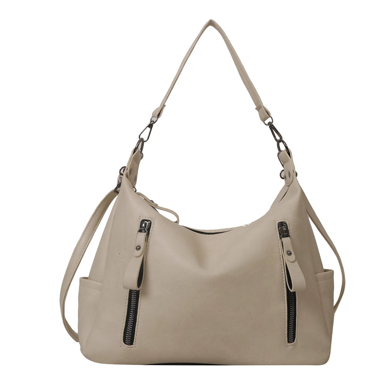 Women's Pu Leather Solid Color Streetwear Square Zipper Shoulder Bag Crossbody Bag