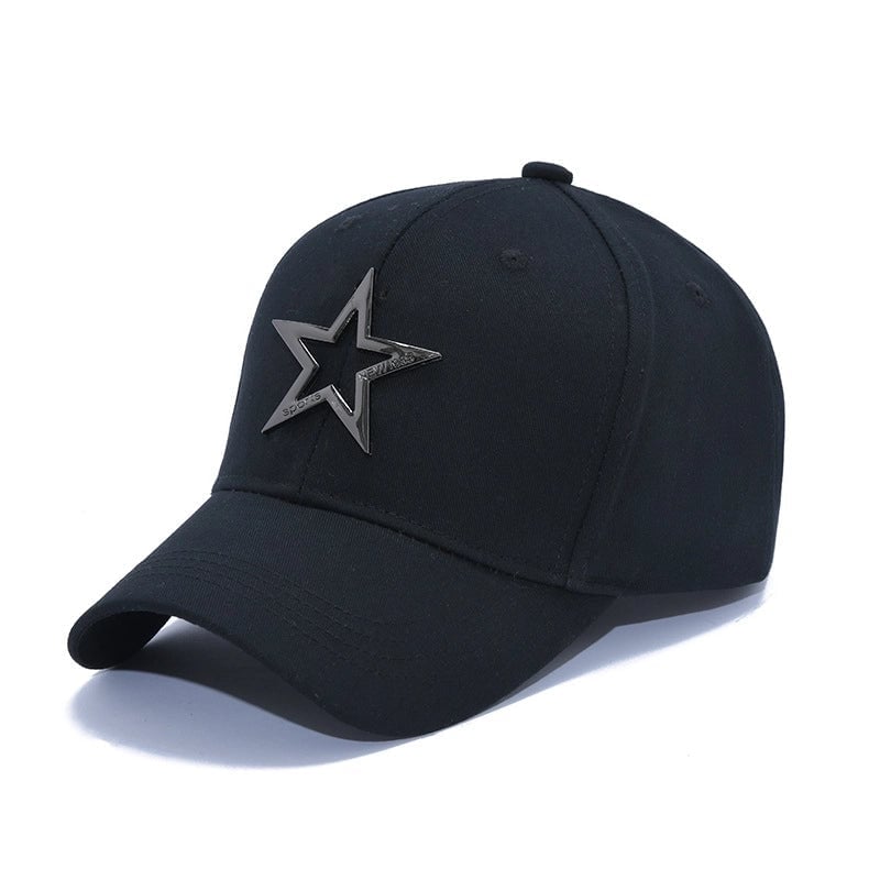 Men's Basic Minimalist Star Metal Curved Eaves Baseball Cap