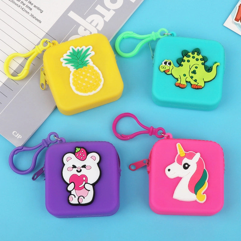 20 Pieces New Cartoon Silicone Change Storage Bag Silicone Data Cable Storage Bag Children's Points Card Storage Bag