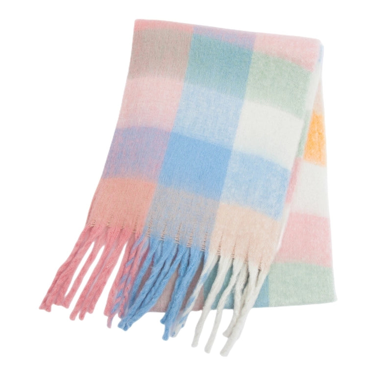 Women's Casual Minimalist Lattice Polyester Tassel Scarf