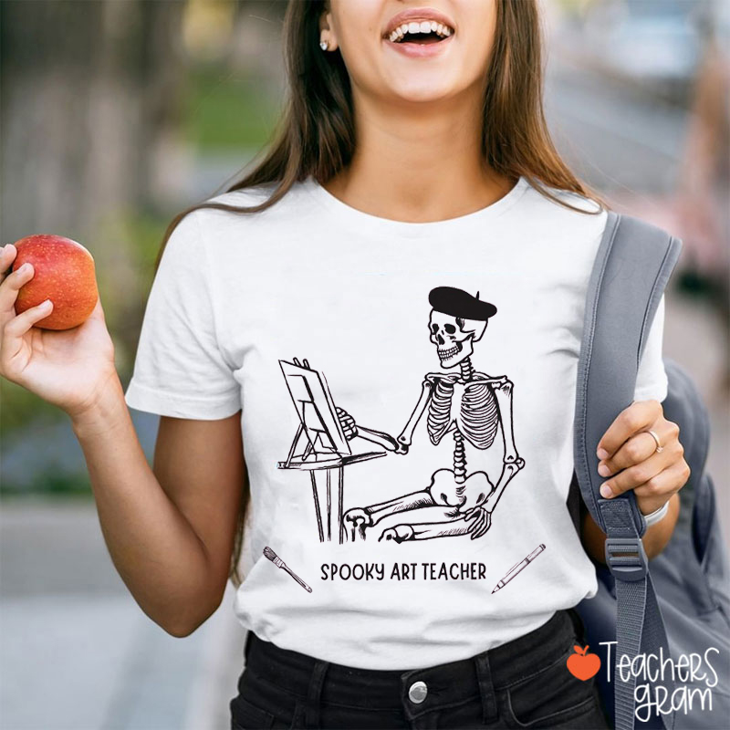 Spooky Skeleton Art Teacher T-Shirt