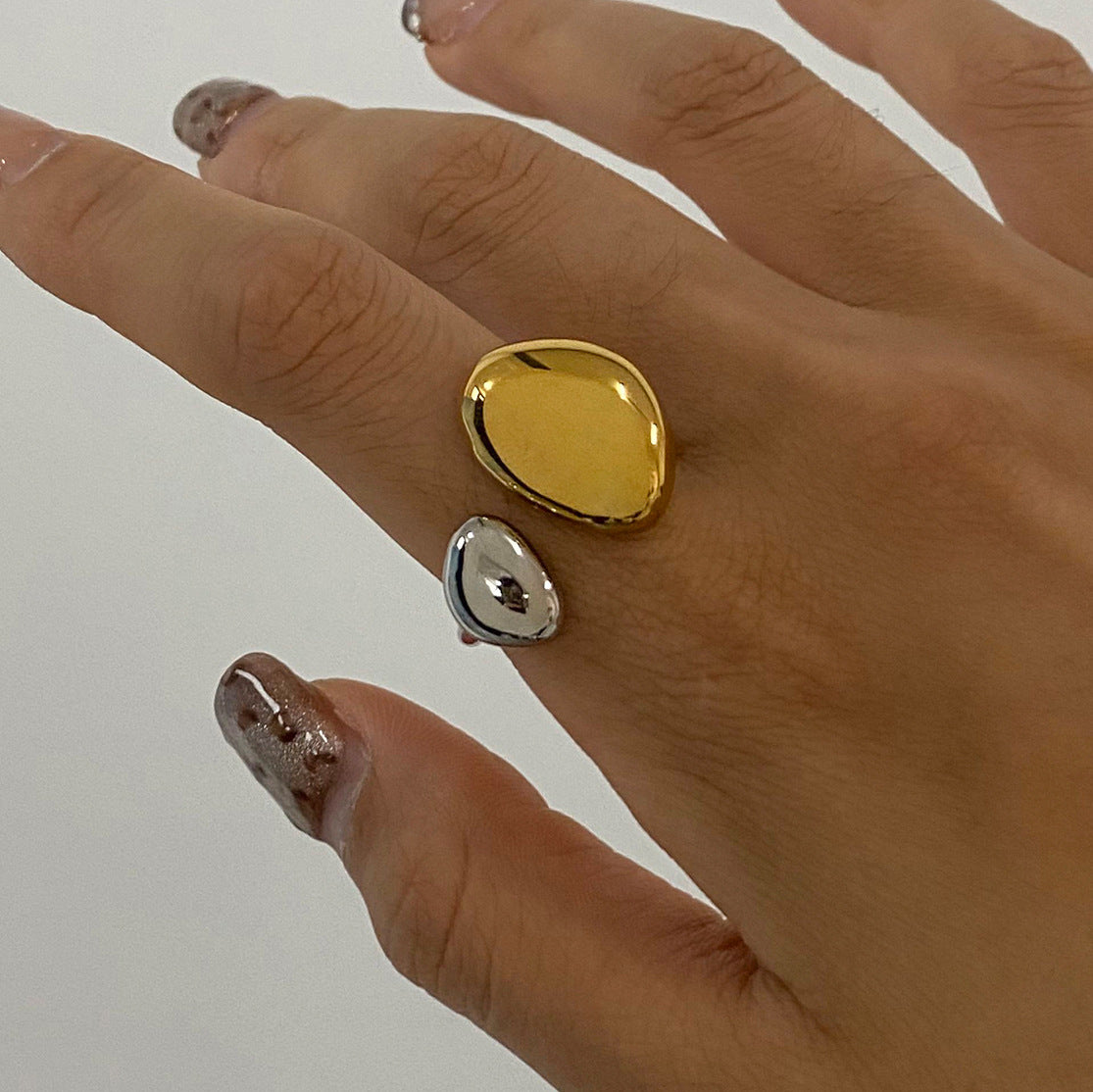 Stainless Steel Color Matching Water Drop Ring Niche Ring Titanium Steel Bracelet Rings