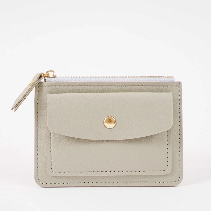 Women's Solid Color Pu Leather Zipper Card Holders