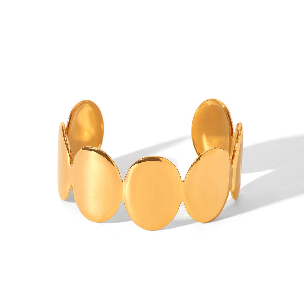 Ins18K Gold Polished Oval Stainless Steel Bracelet Titanium Steel Open Bracelet Simple Jewelry