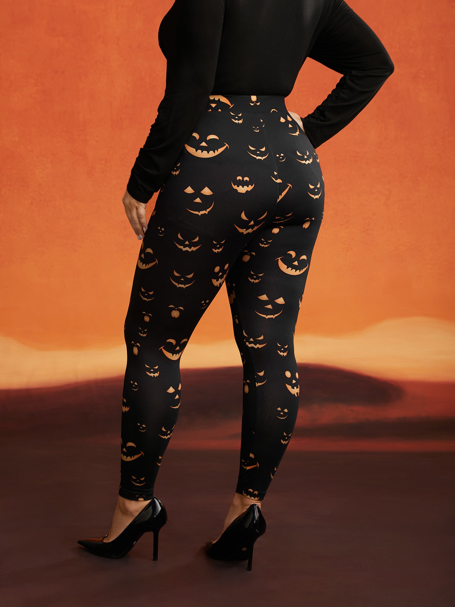 Stretchy Jack-o-Lantern Leggings