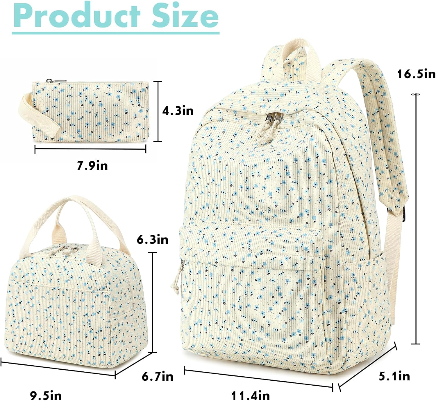 Bluboon School Backpack Teens Girls Boys Kids School Book Bags with Lunch Box Pencil Bag