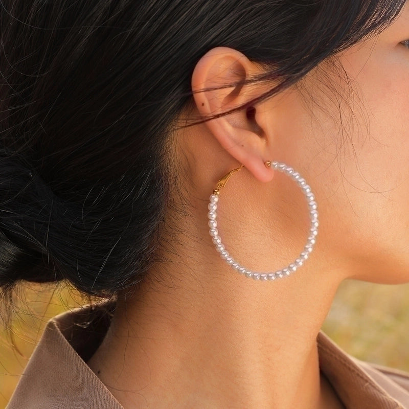 1 Pair Minimalist Geometric 303 Stainless Steel Hoop Earrings