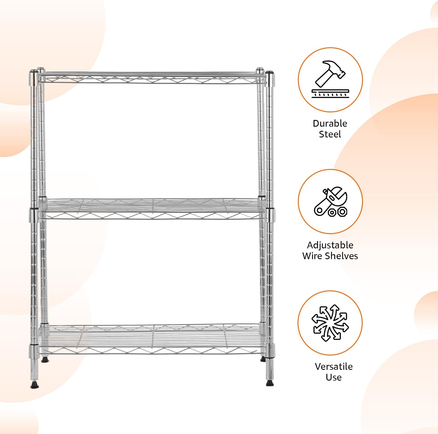 Amazon Basics 4-Shelf Steel Wire Storage Rack, Adjustable, Sturdy, Easy Assembly, 13.4 D x 23.2 W x 48 H in, Black