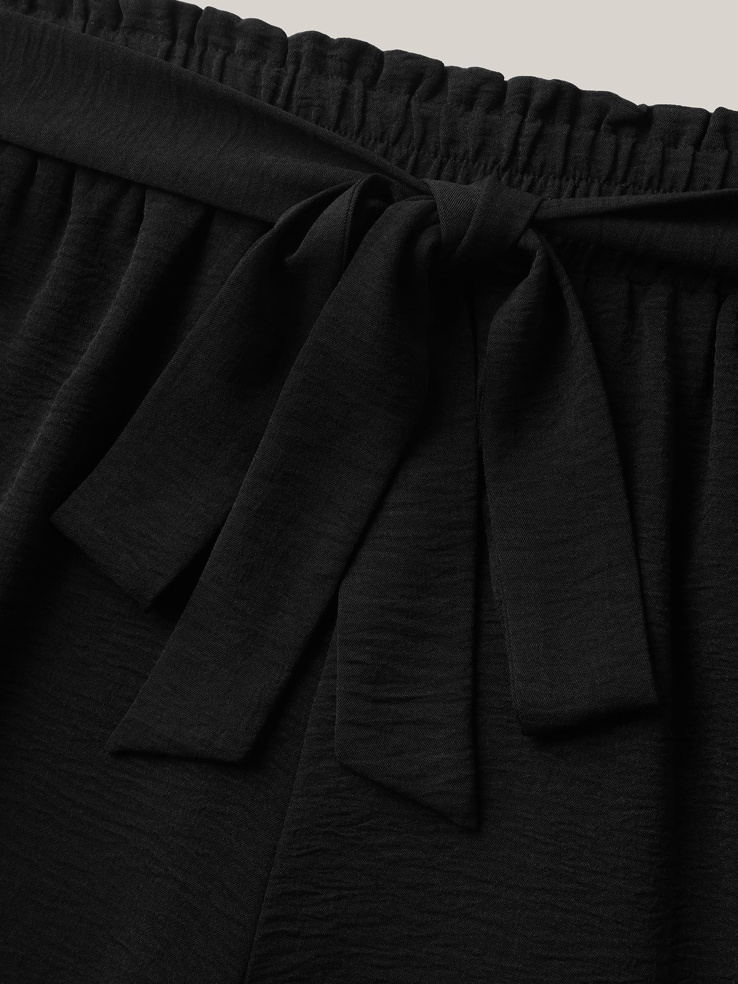 Belted Wide-Leg Solid Shorts