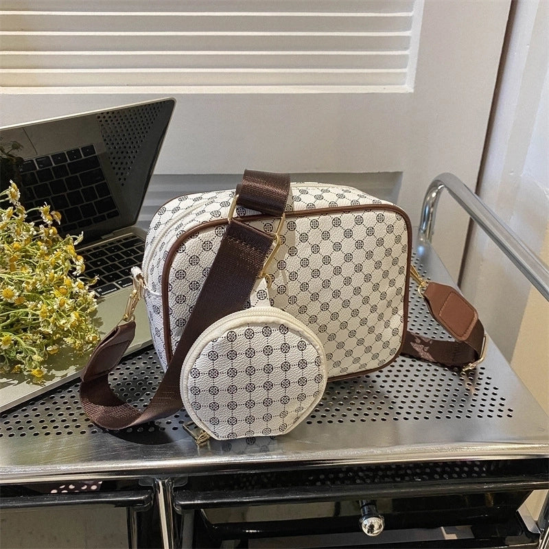 Women's Medium Pu Leather Argyle Vintage Style Classic Style Square Zipper Crossbody Bag
