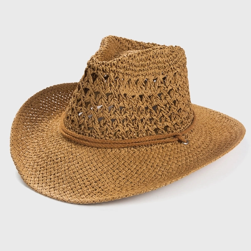 Solid Color Sunscreen Sunshade Cowboy Handmade Straw Hat
