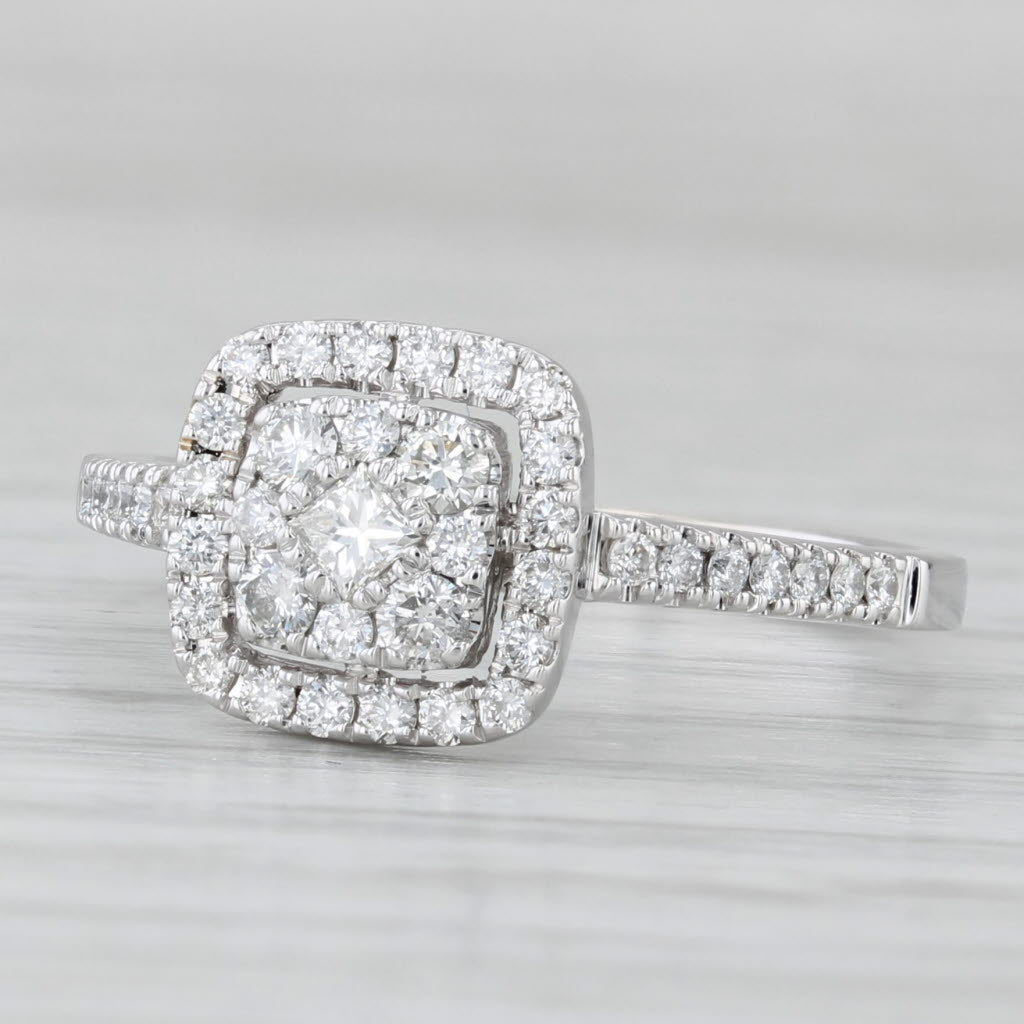 0.27ctw Diamond Cluster Halo Engagement Ring 14k White Gold Size 7