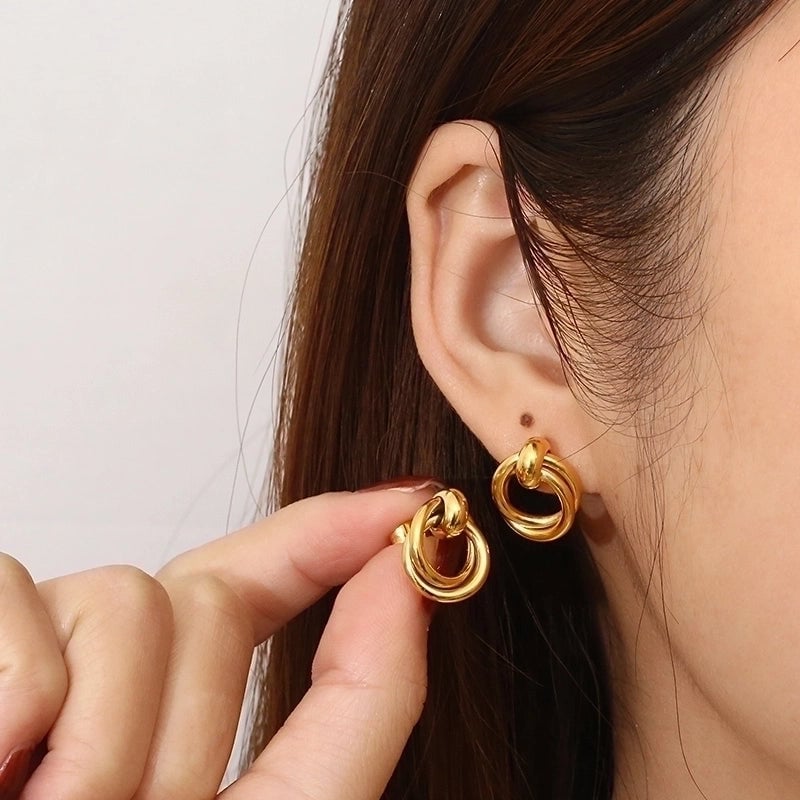 1 Pair Minimalist Circle 304 Stainless Steel 18K Gold Plated Ear Studs