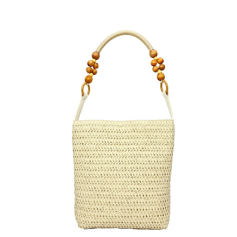 Women's Straw Square Beach Classic Style Magnetic Buckle Shoulder Bag Underarm Bag