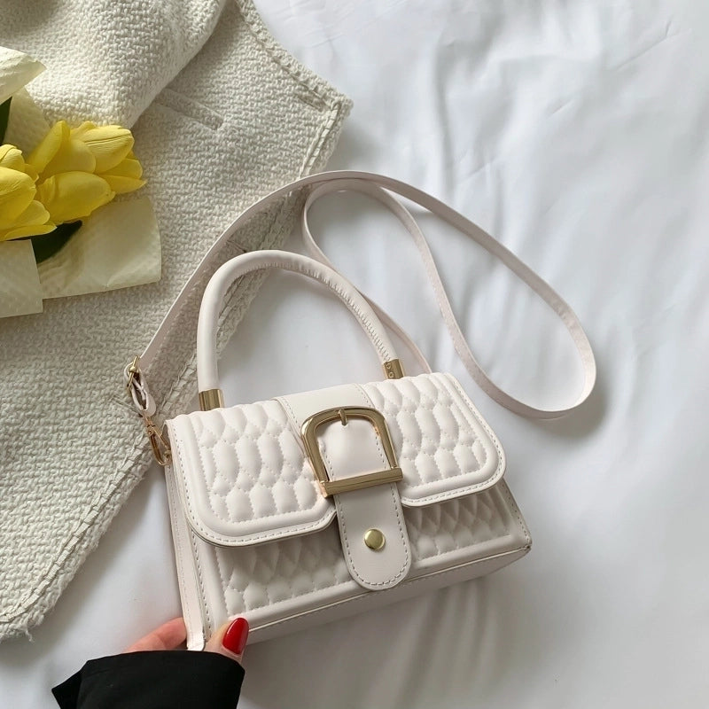 Women's Medium Pu Leather Solid Color Fashion Square Lock Clasp Crossbody Bag