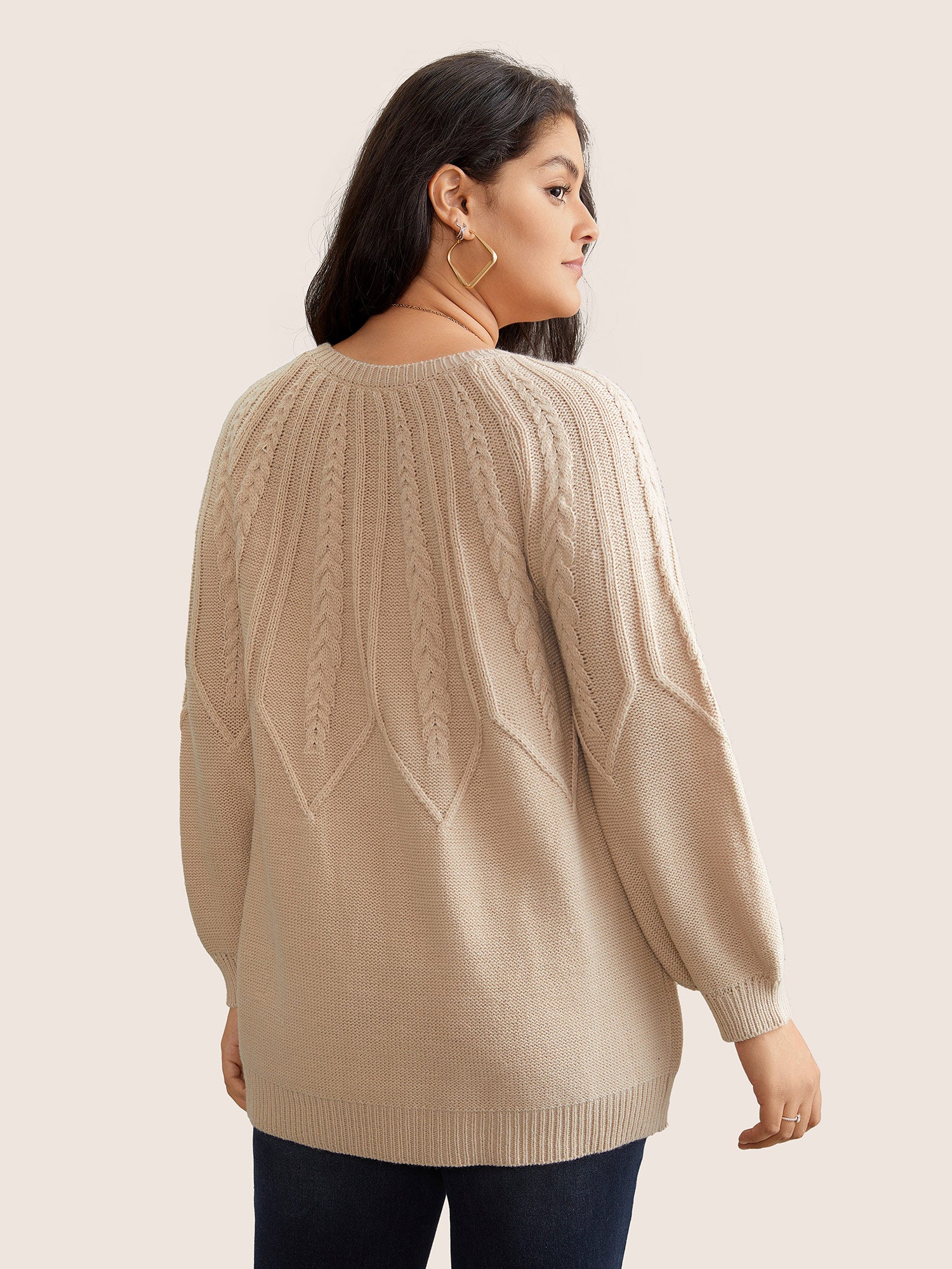 Solid Textured Lantern Sleeve Pullover