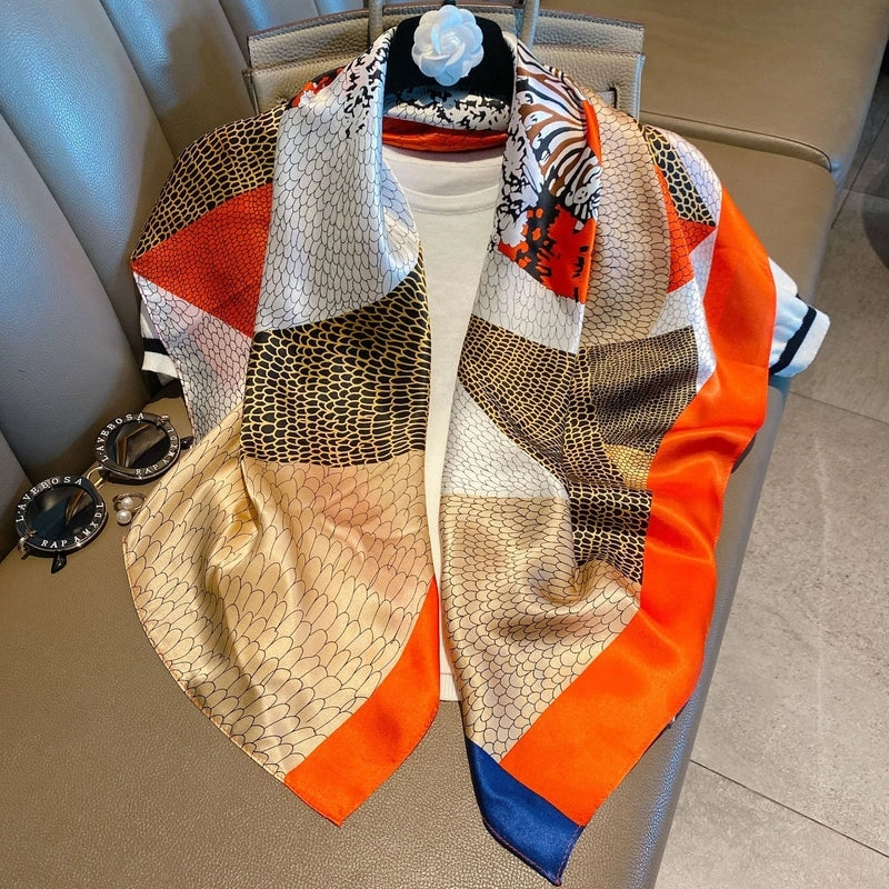 Women's Elegant Minimalist Printing Silk Printing Silk Scarf
