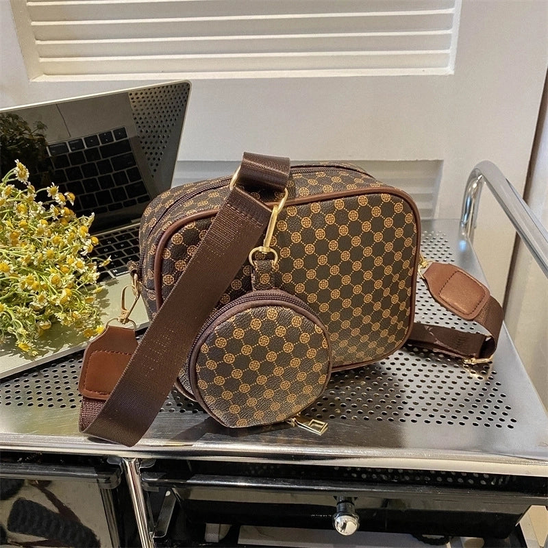 Women's Medium Pu Leather Argyle Vintage Style Classic Style Square Zipper Crossbody Bag