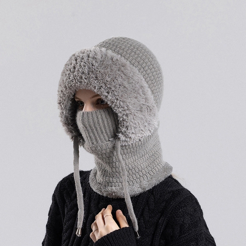 Women's Basic Minimalist Solid Color Ear Warap Wool Cap