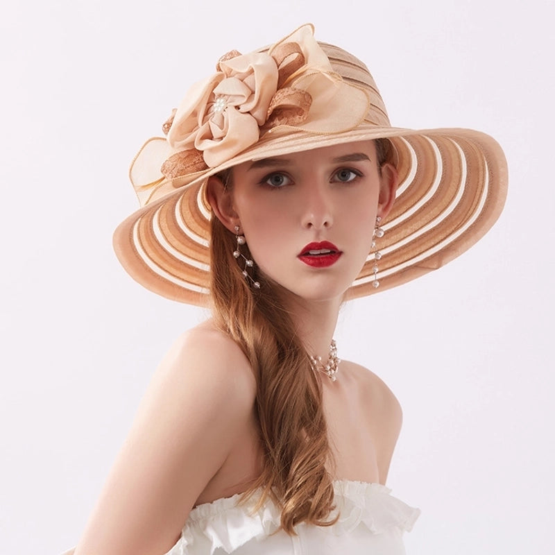 Women's Fashion Solid Color Flowers Flat Eaves Sun Hat