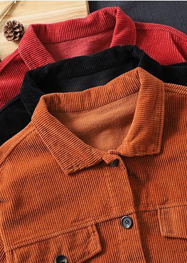 Women Orange Fashion Clothes Wardrobes Lapel Button Down jackets