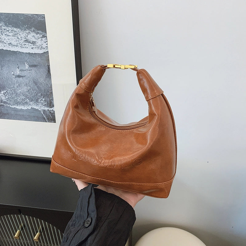 Women's Medium Pu Leather Solid Color Streetwear Dumpling Shape Zipper Crossbody Bag
