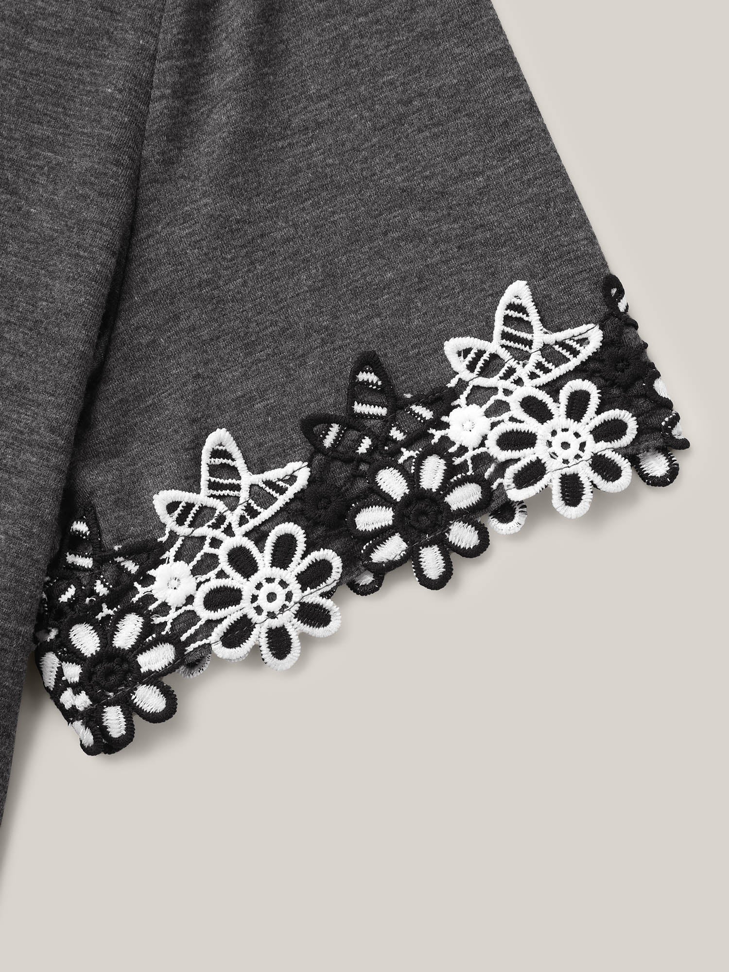 Lace Detail Relaxed Fit Plain Top