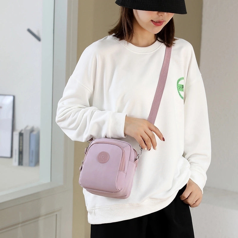 Women's Mini Nylon Flower Fashion Square Zipper Crossbody Bag