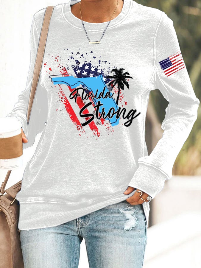 Women's Florida  Strong Mitton Hurricane Print Sweatshirt