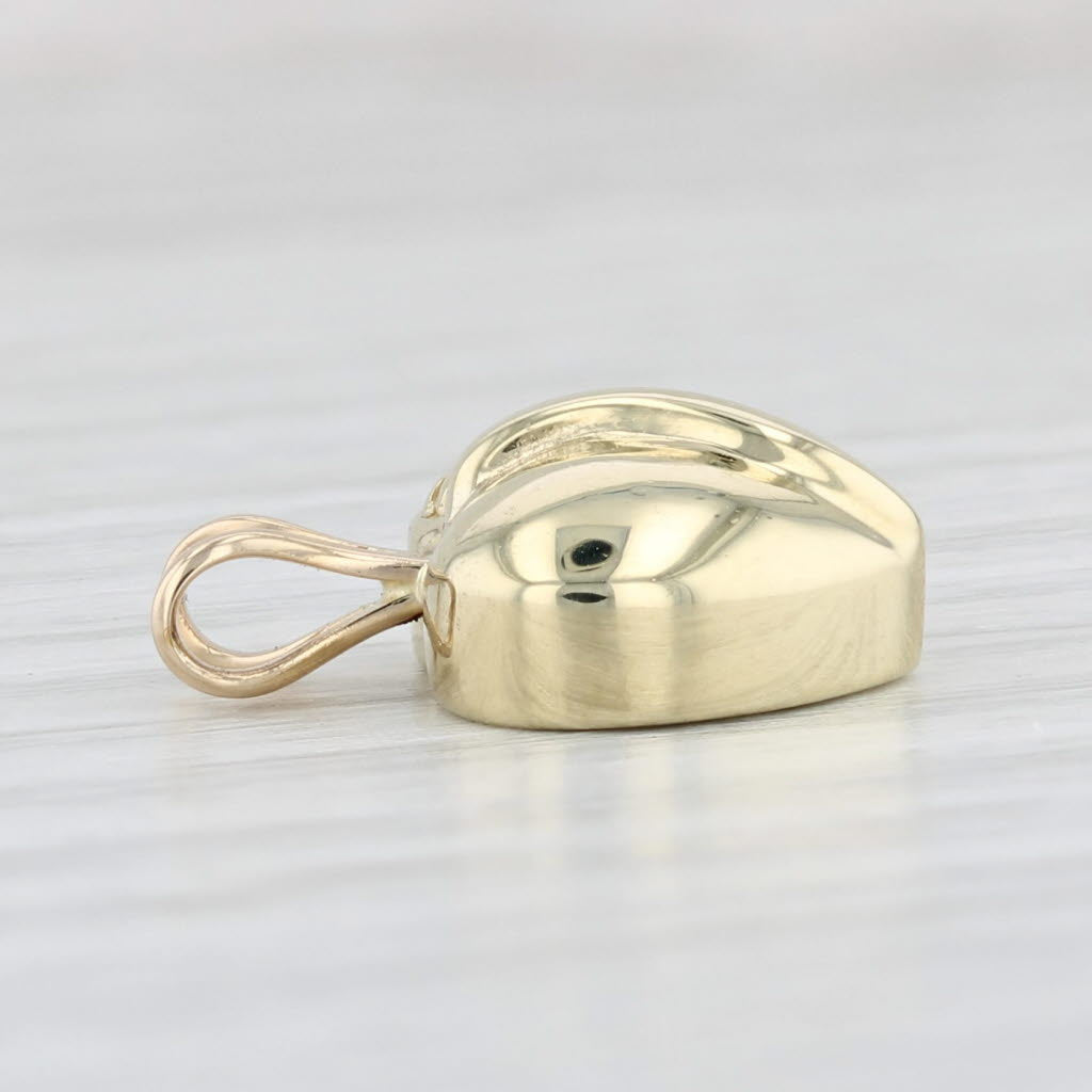 0.12ctw Diamond Puffy Heart Pendant 14k Yellow Gold Small Drop