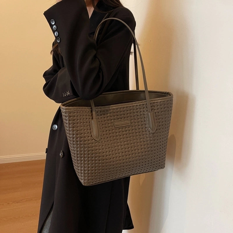 Women's Medium All Seasons Pu Leather Solid Color Basic Square Zipper Shoulder Bag Tote Bag