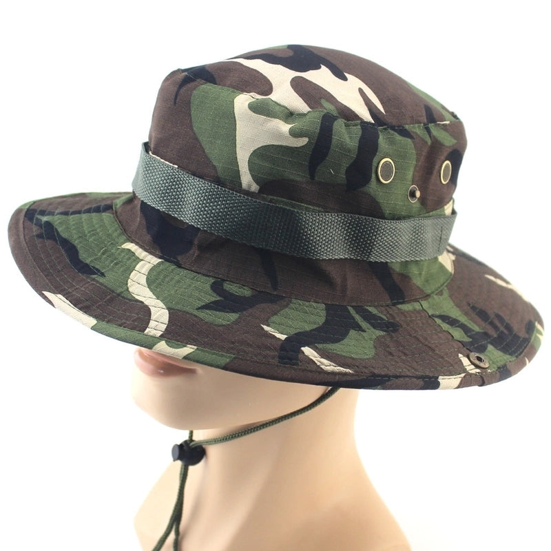 Adults Casual Solid Color Camouflage Flat Eaves Bucket Hat