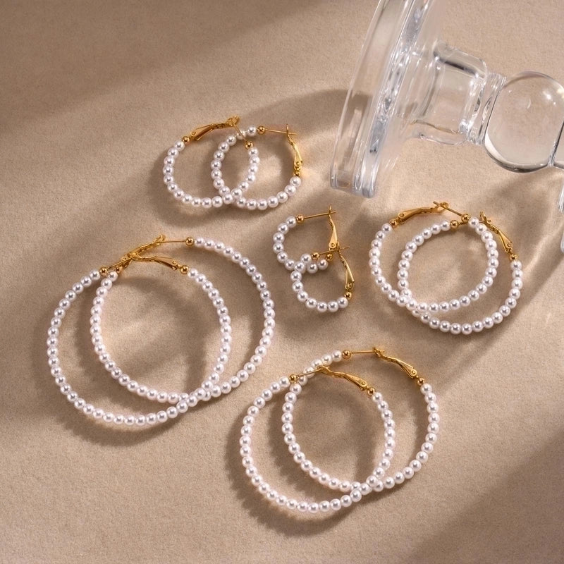 1 Pair Minimalist Geometric 303 Stainless Steel Hoop Earrings
