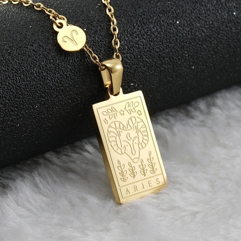 Fashion Square Constellation 304 Stainless Steel 18K Gold Plated Plating Stainless Steel Necklaces
