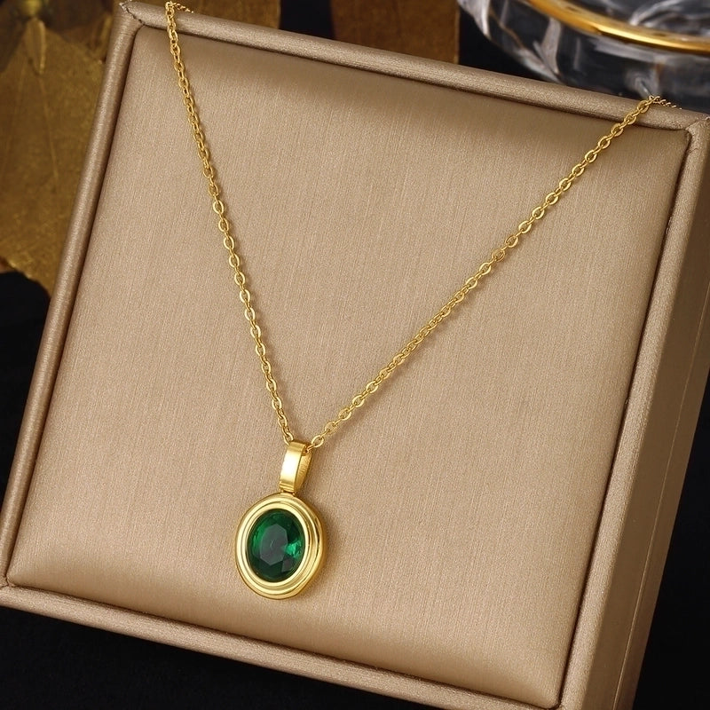 3 Pieces Elegant Minimalist Leaf Four Leaf Clover Insect Stainless Steel Plating Inlay Zircon Pendant Necklace