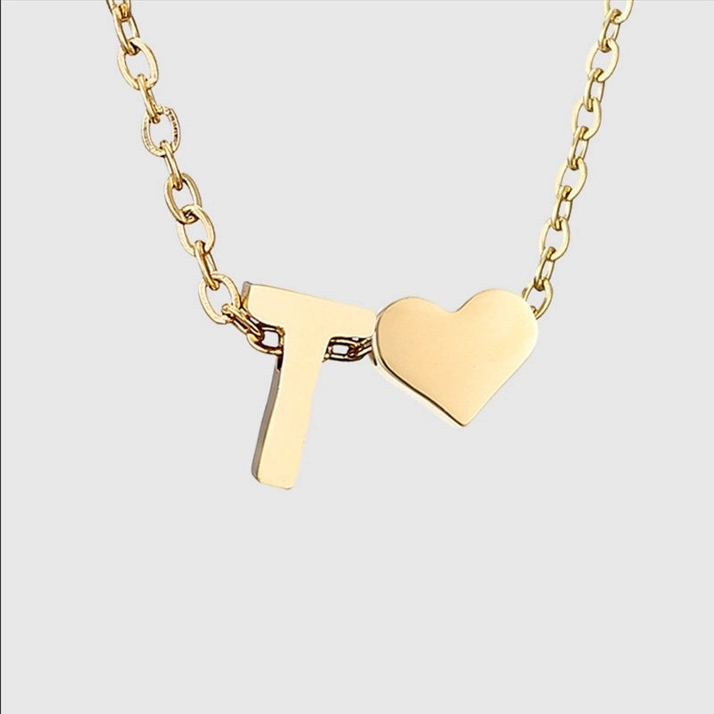 Fashion Letter Heart Shape 304 Stainless Steel 18K Gold Plated Gold Plated Stainless Steel Necklaces