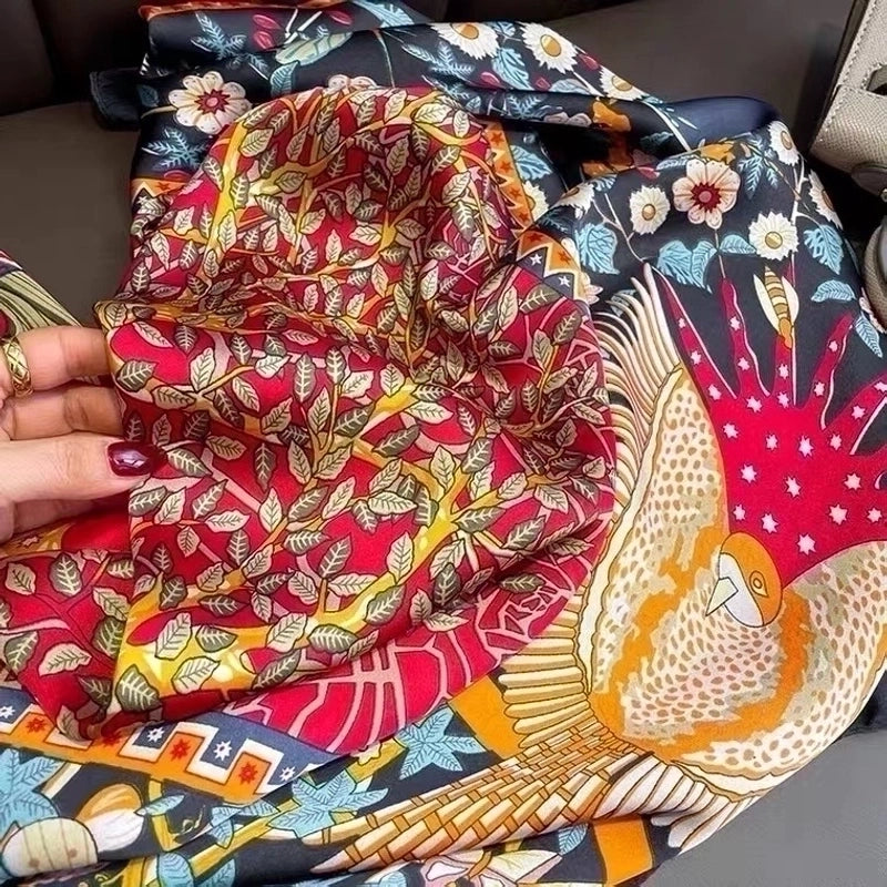Women's Vintage Style Letter Color Block Polyester Silk Scarves