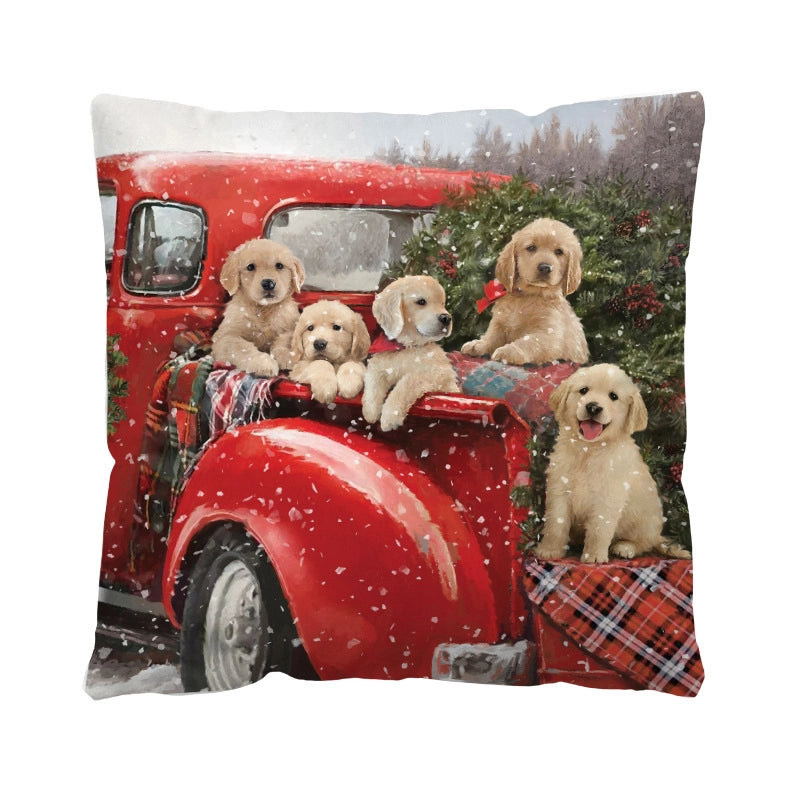 Christmas Glam Santa Claus Snowman Short Plush Pillow Cases Couch & Sofa Decor