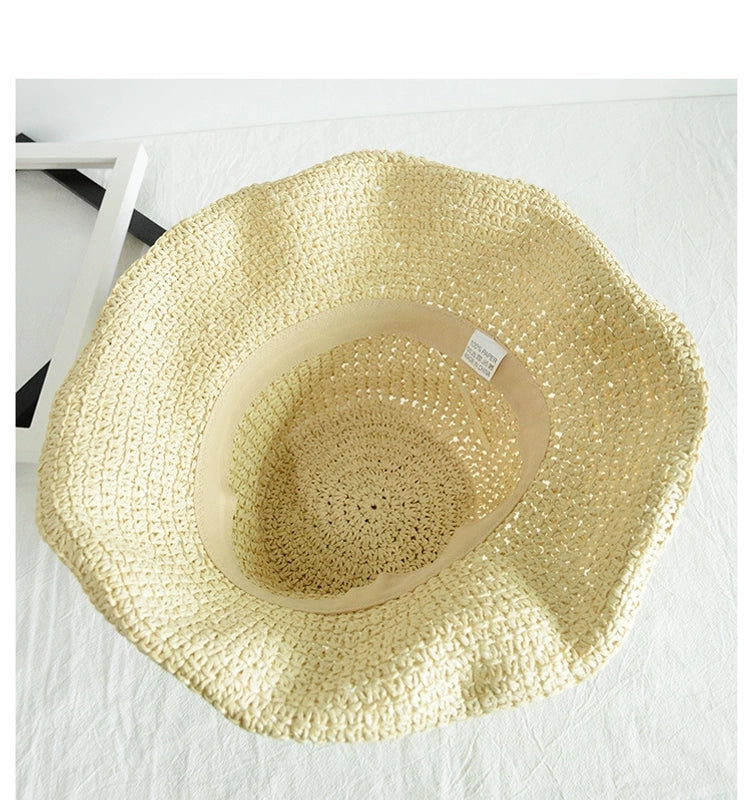 Women's Summer Hat Hand-woven Straw Hat Spring And Autumn Outdoor Sunshade Hat Beach Sunscreen Hat Foldable