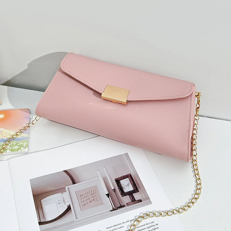 Women's Medium Pu Leather Solid Color Basic Square Magnetic Buckle Shoulder Bag Crossbody Bag