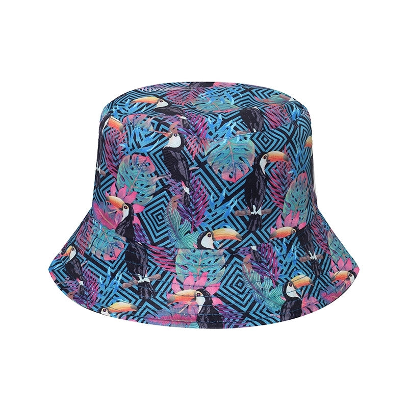 Unisex Exaggerated Punk Streetwear Sun Printing Flat Eaves Bucket Hat